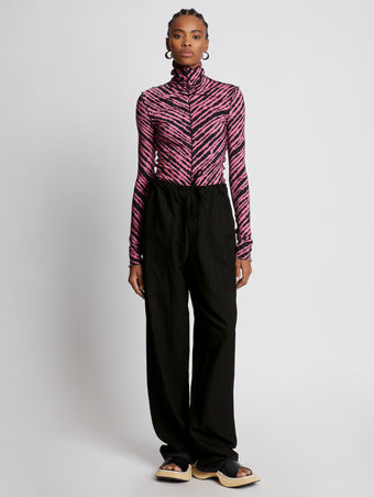 Front full length image of model wearing Drapey Suiting Drawstring Pants in BLACK
