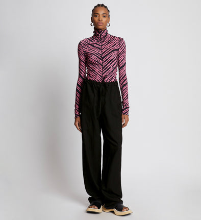 Front full length image of model wearing Drapey Suiting Drawstring Pants in BLACK