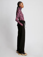 Side full length image of model wearing Drapey Suiting Drawstring Pants in BLACK