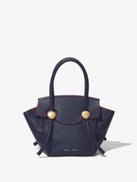 Front image of Small Grainy Leather Pipe Bag in navy/red