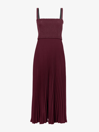 Still Life image of Bi-Color Pleated Dress in PLUM