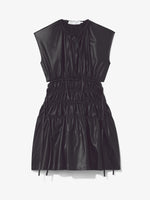 Still Life image of Faux Leather Drawstring Dress in BLACK