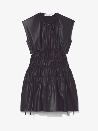 Still Life image of Faux Leather Drawstring Dress in BLACK