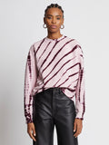 Front cropped image of model wearing Tie Dye Sweatshirt in LIGHT PINK/PLUM
