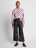 Front full length image of model wearing Tie Dye Sweatshirt in LIGHT PINK/PLUM