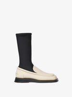 Side image of Square Loafer Stretch Boots in Natural