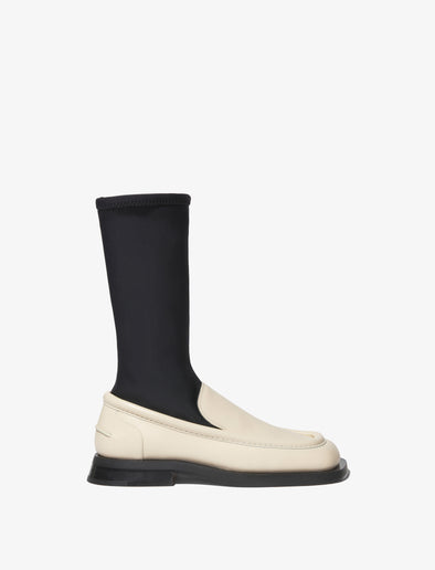 Side image of Square Loafer Stretch Boots in Natural