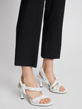 Front image of model wearing Pipe Slide Sandals in WHITE