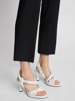 Front image of model wearing Pipe Slide Sandals in WHITE
