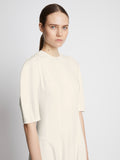 Detail image of model wearing Cotton Viscose Zip Front Dress in ECRU