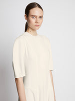 Detail image of model wearing Cotton Viscose Zip Front Dress in ECRU