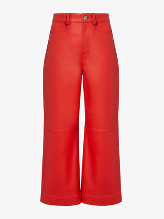 Flat image of Leather Culotte in red