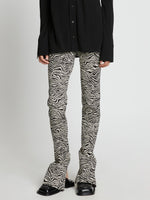 Detail  image of Stretch Zebra Jacquard Pants in BLACK/ECRU