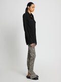 Side  image of Stretch Zebra Jacquard Pants in BLACK/ECRU