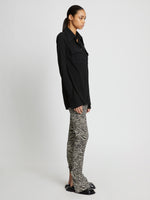 Side  image of Stretch Zebra Jacquard Pants in BLACK/ECRU