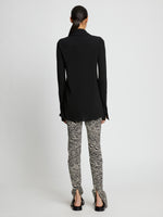Back  image of Stretch Zebra Jacquard Pants in BLACK/ECRU