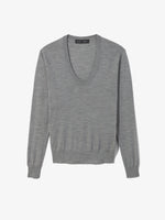 Still Life image of Eco Superfine Merino Scoop Neck Sweater
 in GREY MELANGE