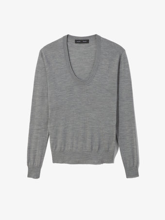 Still Life image of Eco Superfine Merino Scoop Neck Sweater
 in GREY MELANGE