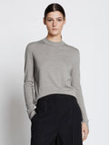 Front cropped image of model wearing Eco Superfine Merino Sweater in GREY MELANGE