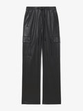 Still Life image of Faux Leather Drawstring Cargo Pants in BLACK