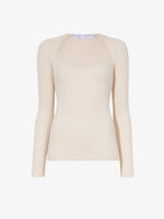 Still Life image of Plaited Rib Scoop Neck Sweater in BONE/PALE CASHEW