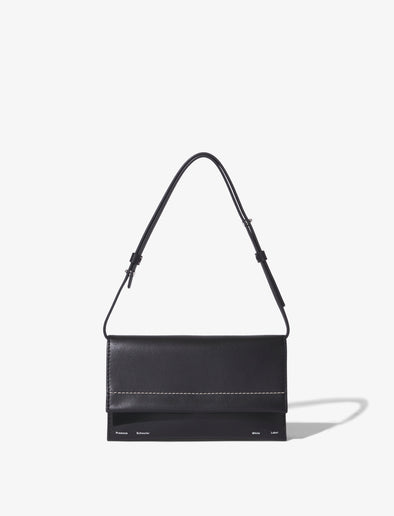 OFF-WHITE: Off White Swiss flap bag in crackle leather with