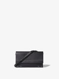 Front image of Small Accordion Flap Bag in BLACK with strap tucked