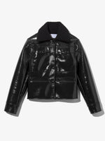Proenza Schouler Still Life image of Lacquared Fleece Collar Jacket in Black