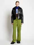 Proenza Schouler Front cropped image of model wearing Lacquared Fleece Collar Jacket in Black