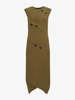 Still Life image of Matte Viscose Crepe Spiral Dress in FATIGUE