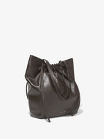 Side image of Drawstring Tote in DARK CHOCOLATE with straps down