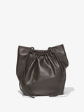 Back image of Drawstring Tote in DARK CHOCOLATE with straps down