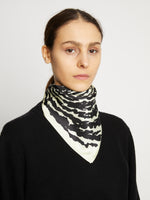 Image of model wearing Painted Spiral Handkerchief in YELLOW