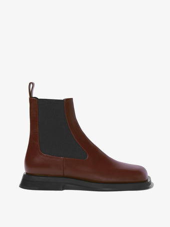 Front image of Square Chelsea Boots in Dark Brown