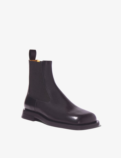 3/4 Front image of Square Chelsea Boots in Black
