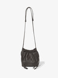 Front image of Drawstring Pouch in DARK CHOCOLATE with strap extended