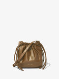 Front image of Drawstring Pouch in TRUFFLE with strap down