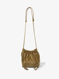 Front image of Drawstring Pouch in TRUFFLE with strap extended