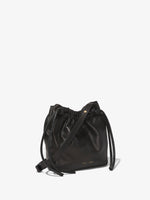 Side image of Drawstring Pouch in BLACK with strap down
