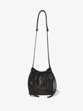 Front image of Drawstring Pouch in BLACK with strap up