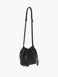 Side image of Drawstring Pouch in BLACK with strap up