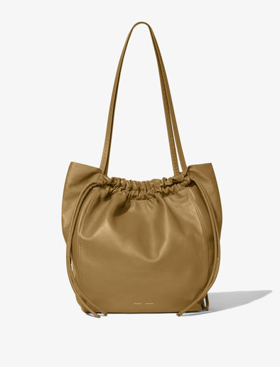 Front image of Drawstring Tote in TRUFFLE