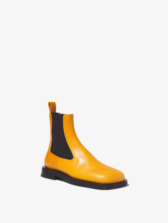 3/4 Front image of Square Chelsea Boots in Medium Orange