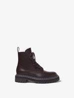 Side image of Lug Sole Combat Boots in Dark Brown