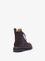 Back 3/4 image of Lug Sole Combat Boots in Dark Brown
