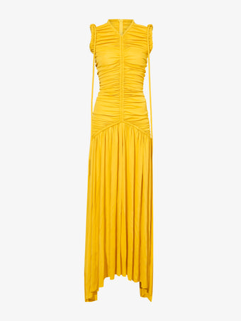 Still Life image of Viscose Jersey Sleeveless Cinched Dress in YELLOW