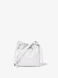 Front image of Drawstring Pouch in OPTIC WHITE with straps down