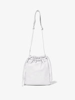 Front image of Drawstring Pouch in OPTIC WHITE with straps extended