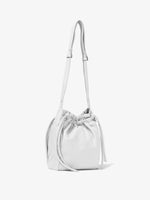 Side image of Drawstring Pouch in OPTIC WHITE with straps extended