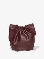 Back image of Drawstring Tote in DARK RED with straps down